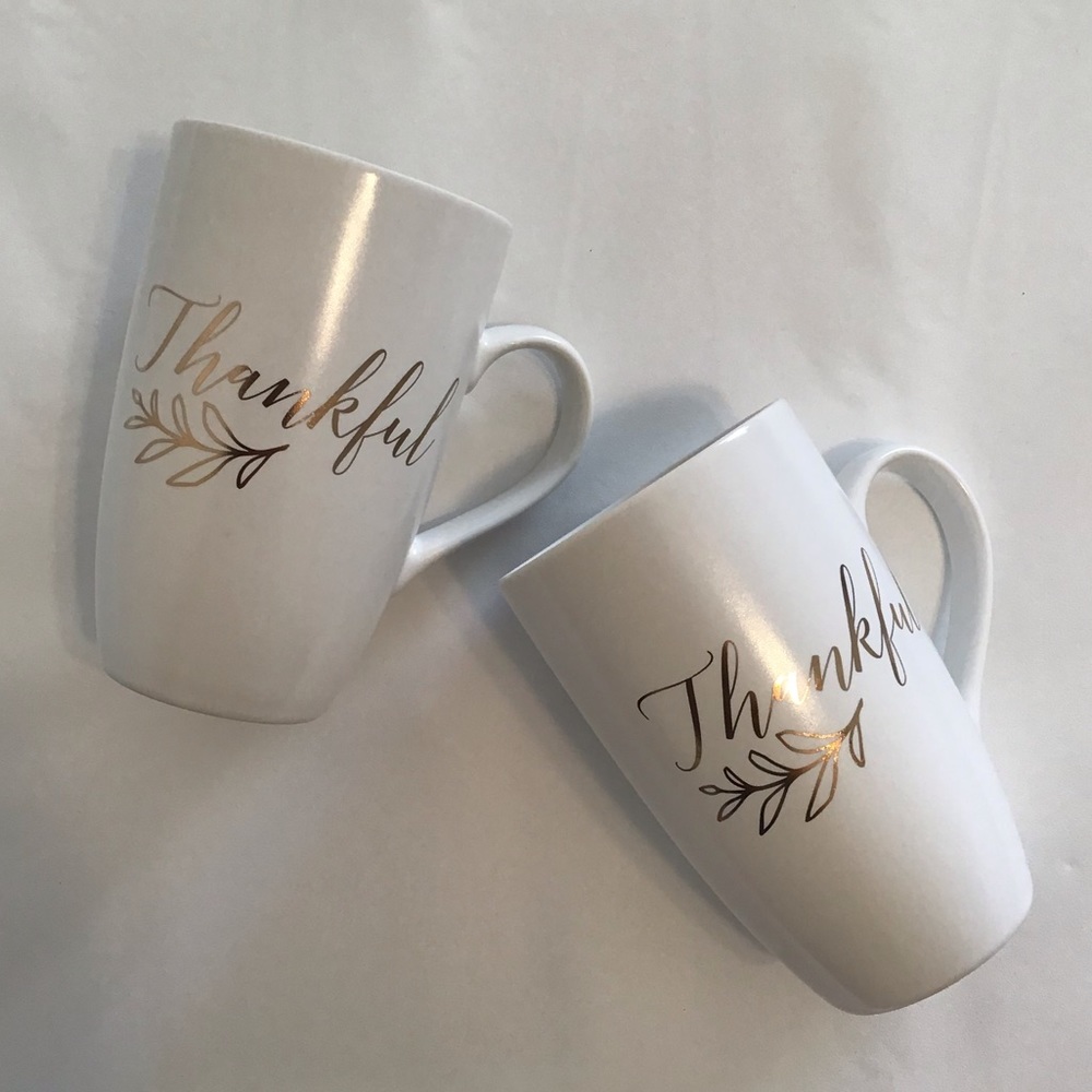His & Hers Thankful Gold Mugs for Hot beverages Coffee, Tea or Hot Chocolate